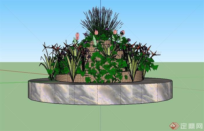 现代花坛花池设计su模型