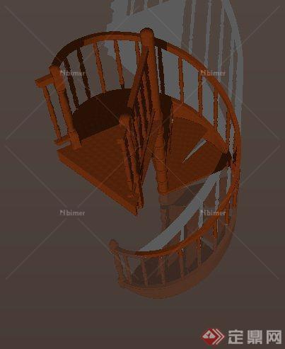 建筑节点木质旋转楼梯设计SU模型