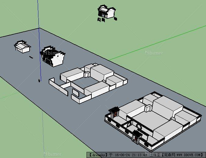 徽派四合院su模型