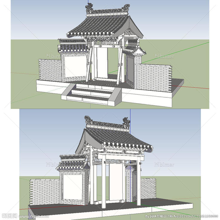 清式垂花门SketchUp模型图片