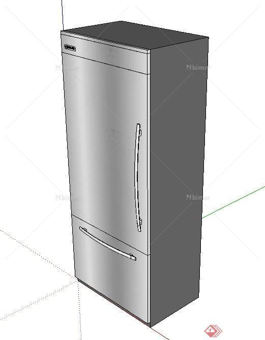 现代室内两台单开门冰箱设计SU模型[原创]