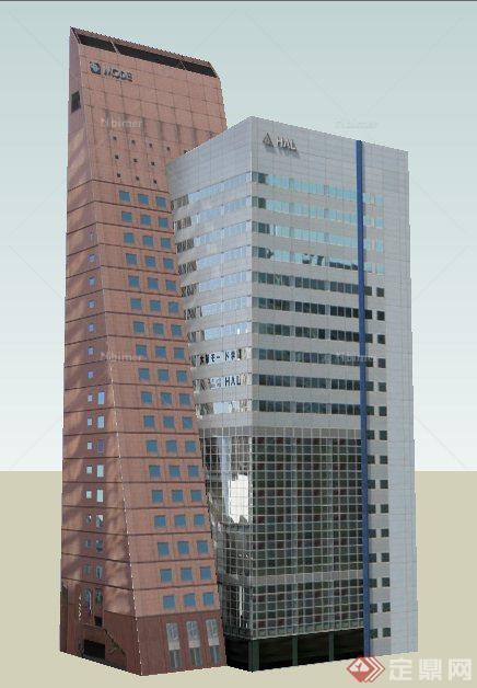 一栋现代办公楼建筑SU模型