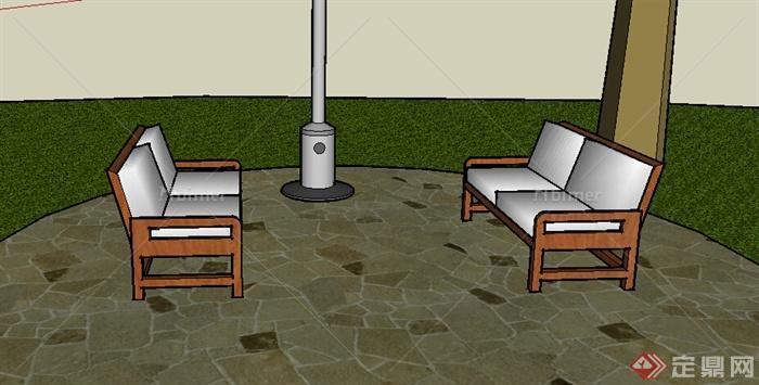 某室外沙发坐凳设计SU模型素材
