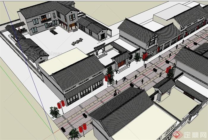 某中式商业街规划设计SU模型1