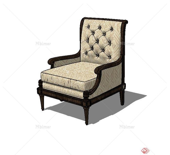 某欧式风格精致详细沙发椅设计su模型[原创]