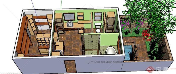 室内装饰之小公寓住宅空间设计方案su模型