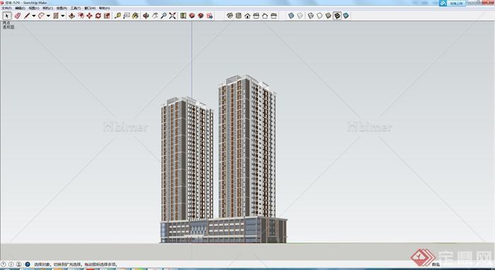 某高层商住建筑设计SU模型（2）