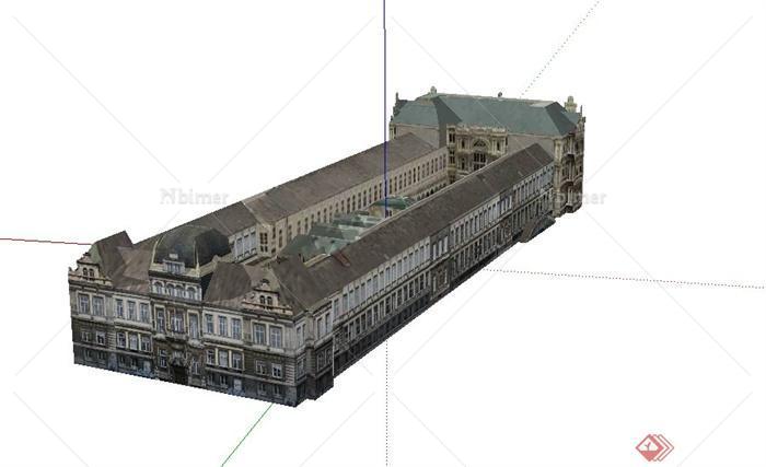 某欧式围合古城堡遗址建筑设计SU模型