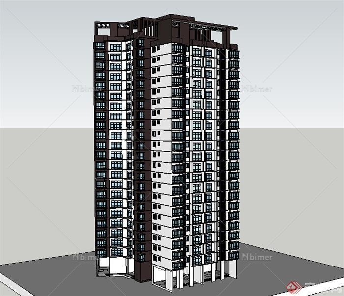 某地高层居住建筑楼设计SU模型素材
