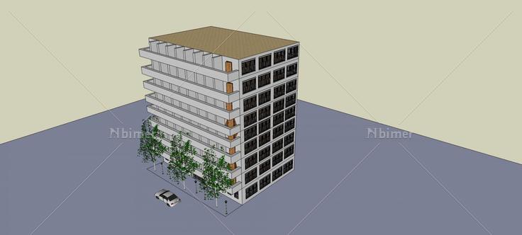 现代小高层公寓(81486)su模型下载