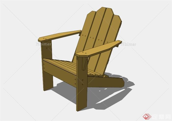 现代木制靠背户外椅子SU模型[原创]