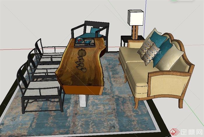 某室内沙发茶几椅子设计SU模型