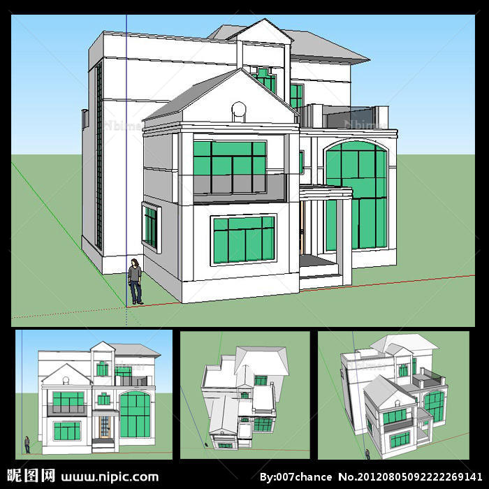 SketchUp 8制作的别墅效果图图片