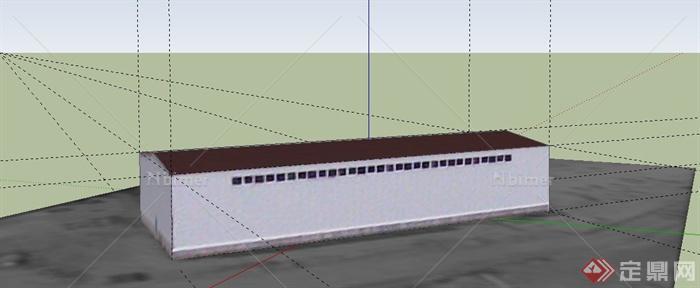 某单层长方形仓库建筑设计SU模型