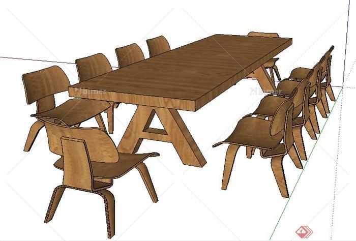 现代风格十人座会议桌椅su模型