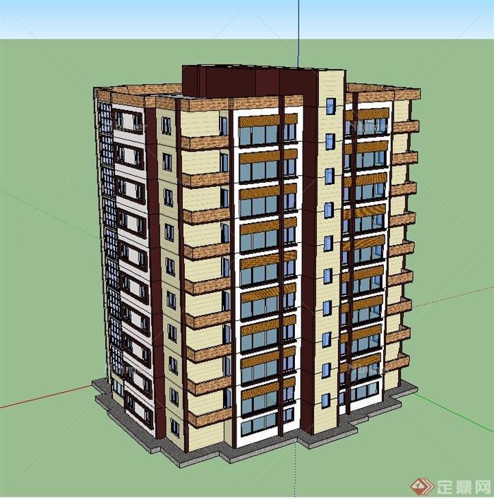 某10层住宅楼建筑设计SU模型