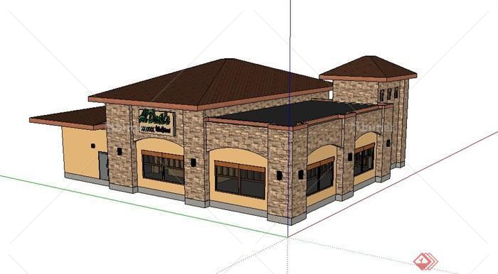 某单层餐馆建筑设计SU模型