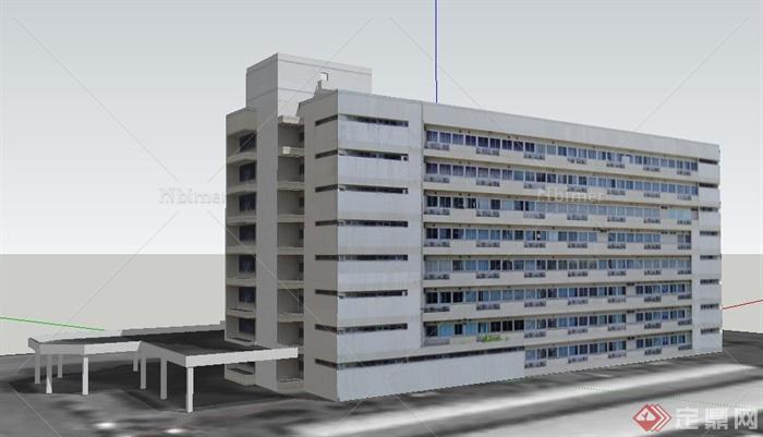 某现代8层办公楼建筑设计SU模型