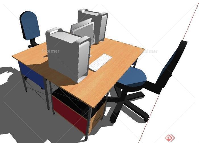 现代简约办公桌椅su模型