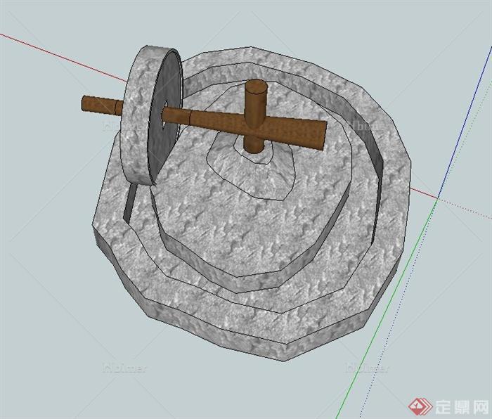 园林景观节点磨盘小品设计SU模型