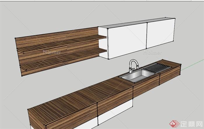 厨房橱柜洗菜池设计SU模型[原创]