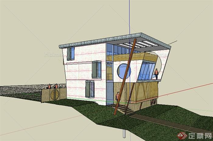 某室外多层特色别墅建筑设计SU模型