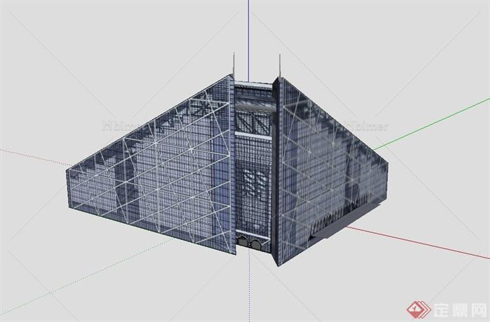 某现代不规则形状商城购物中心建筑设计SU模型