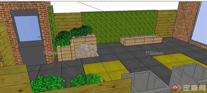 某室外后院庭院花园SU模型设计