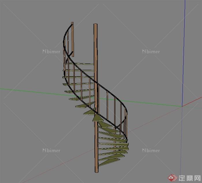 某现代风格旋转楼梯设计su模型[原创]