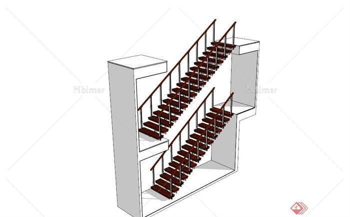 建筑设计某红色楼梯SU模型