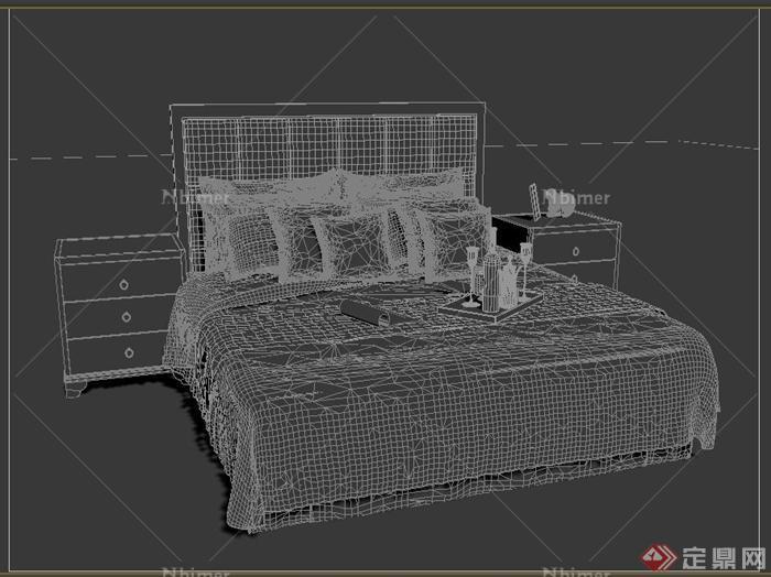 一张中式床设计3dmax模型