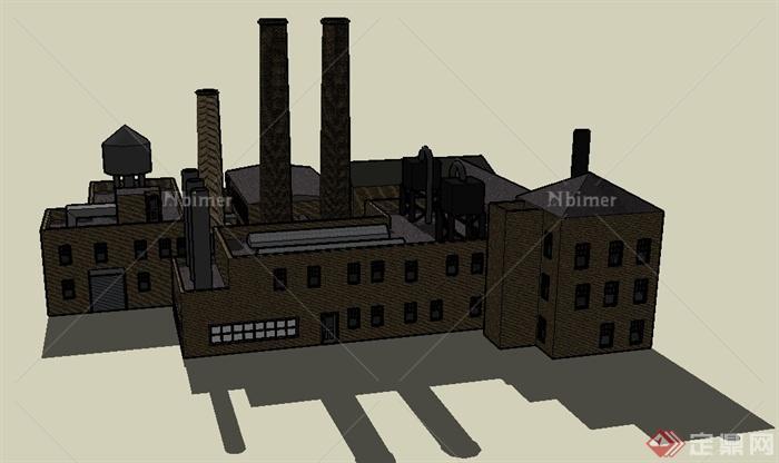 某砖砌工业厂房建筑设计SU模型