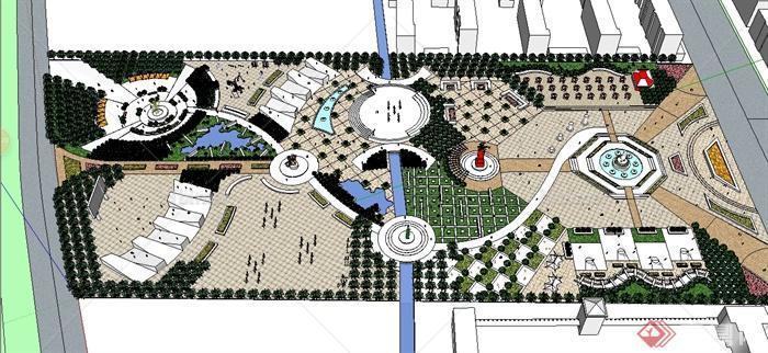 某市区中央广场景观设计SU模型