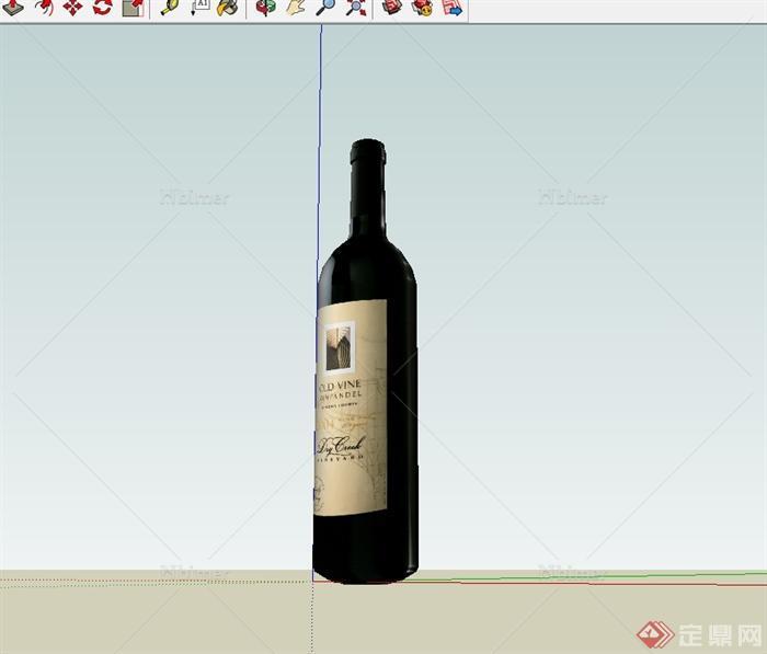 红酒瓶素材设计su模型[原创]