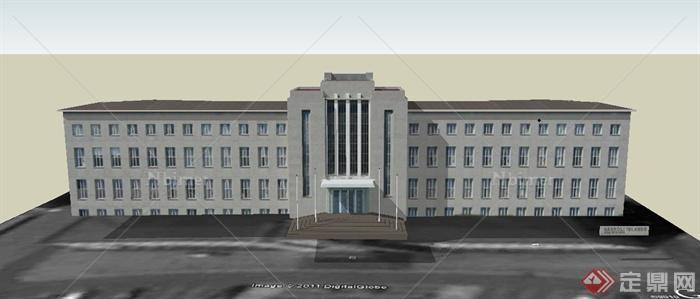 某现代四层丁字教学楼建筑设计SU模型