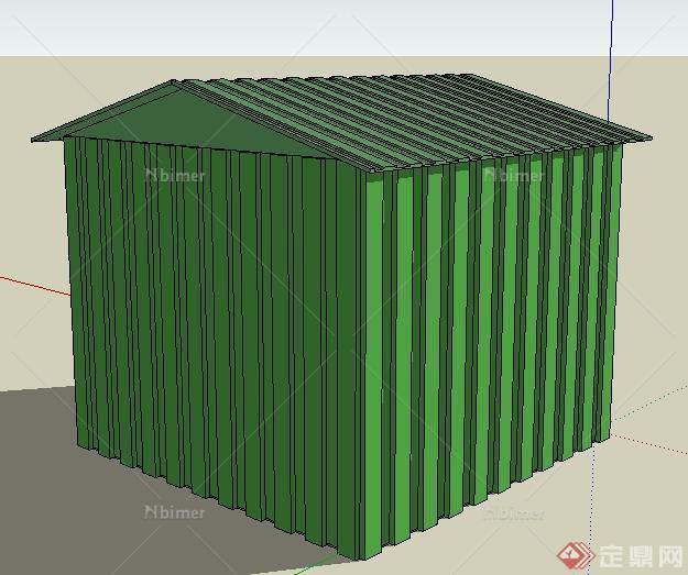 一间绿漆工具房建筑设计SU模型