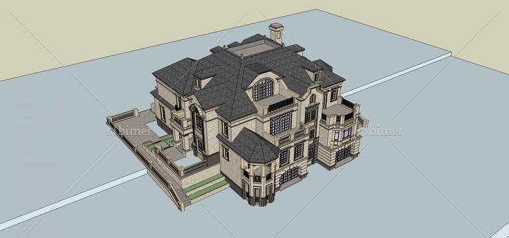 法式大独栋别墅(72975)su模型下载
