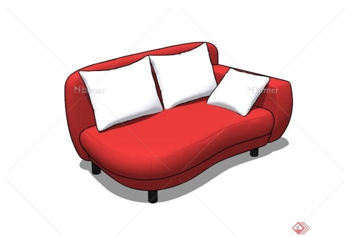 红色时尚沙发设计SU模型[原创]