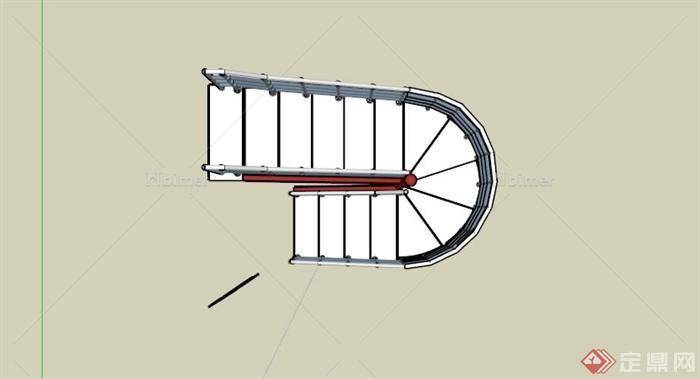 现代设计转角楼梯SU模型