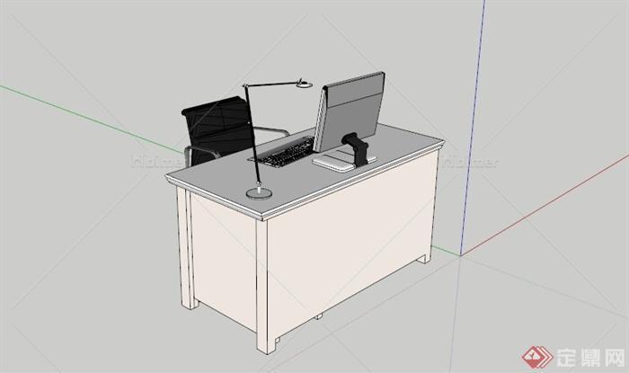 某现代电脑桌椅组合SU模型