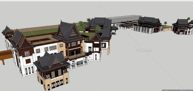 东南亚风格酒店建筑规划设计——SU精品模型