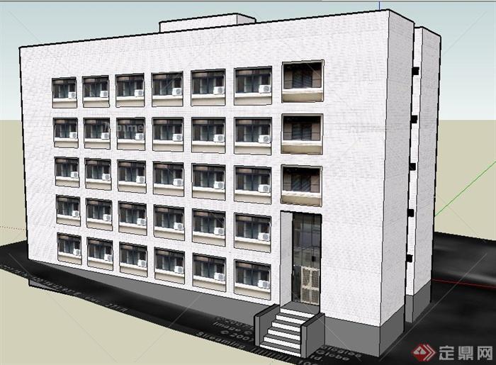 现代风格五层办公建筑设计su模型