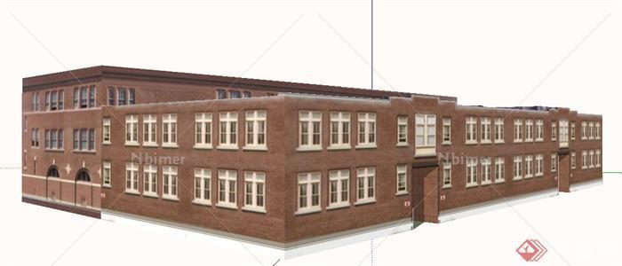 多层学院教学楼建筑设计SU模型
