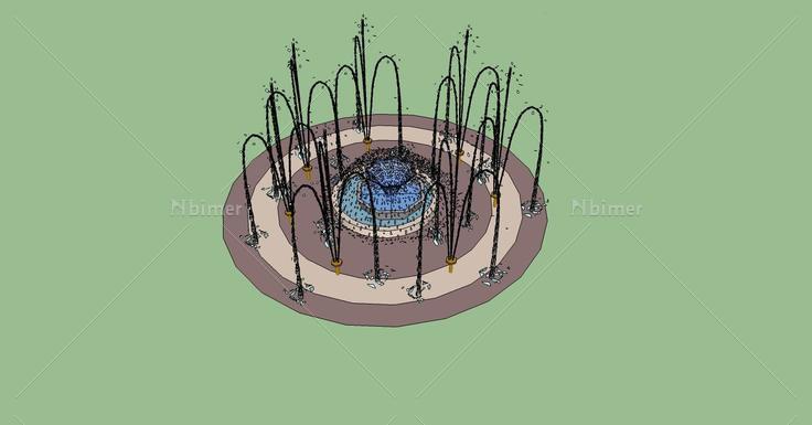 景观-喷水池(79317)su模型下载