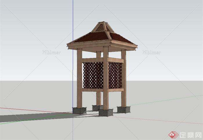 东南亚风格景观亭设计su模型[原创]