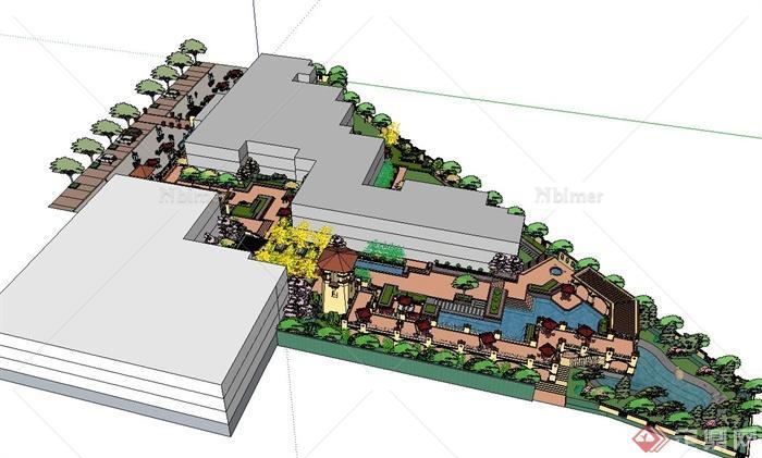 某住宅周围景观设计SU模型