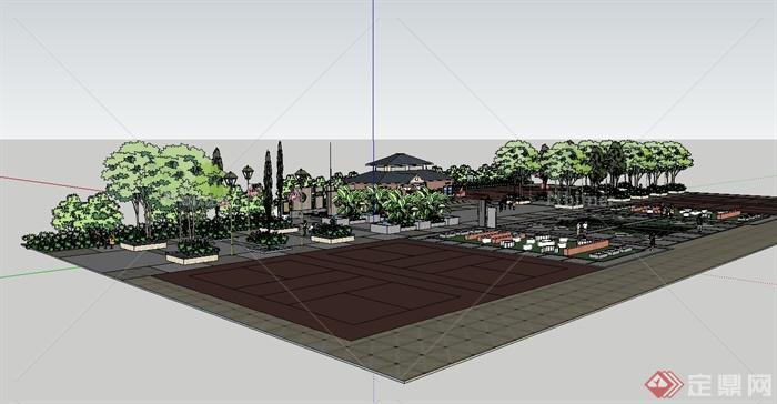 某休闲广场设计su模型（可用作学校设计的一部分