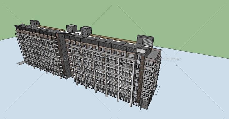 现代小高层住宅楼(73614)su模型下载