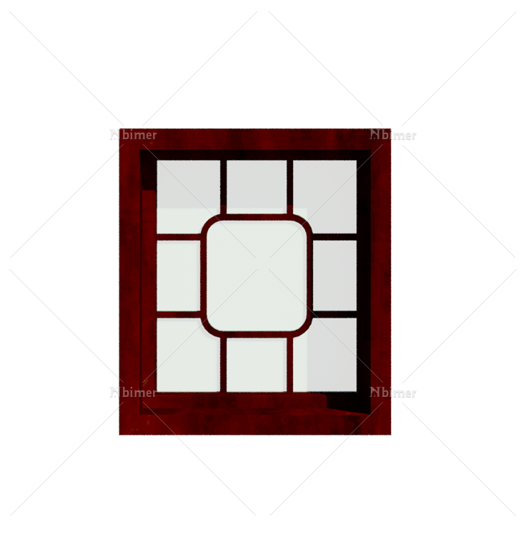 中式栅格窗