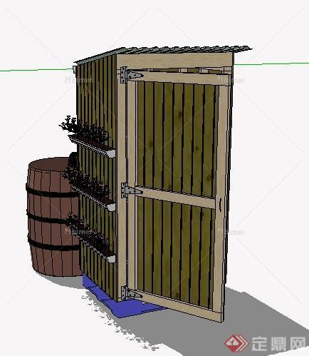 一间花棚种植屋建筑设计su模型